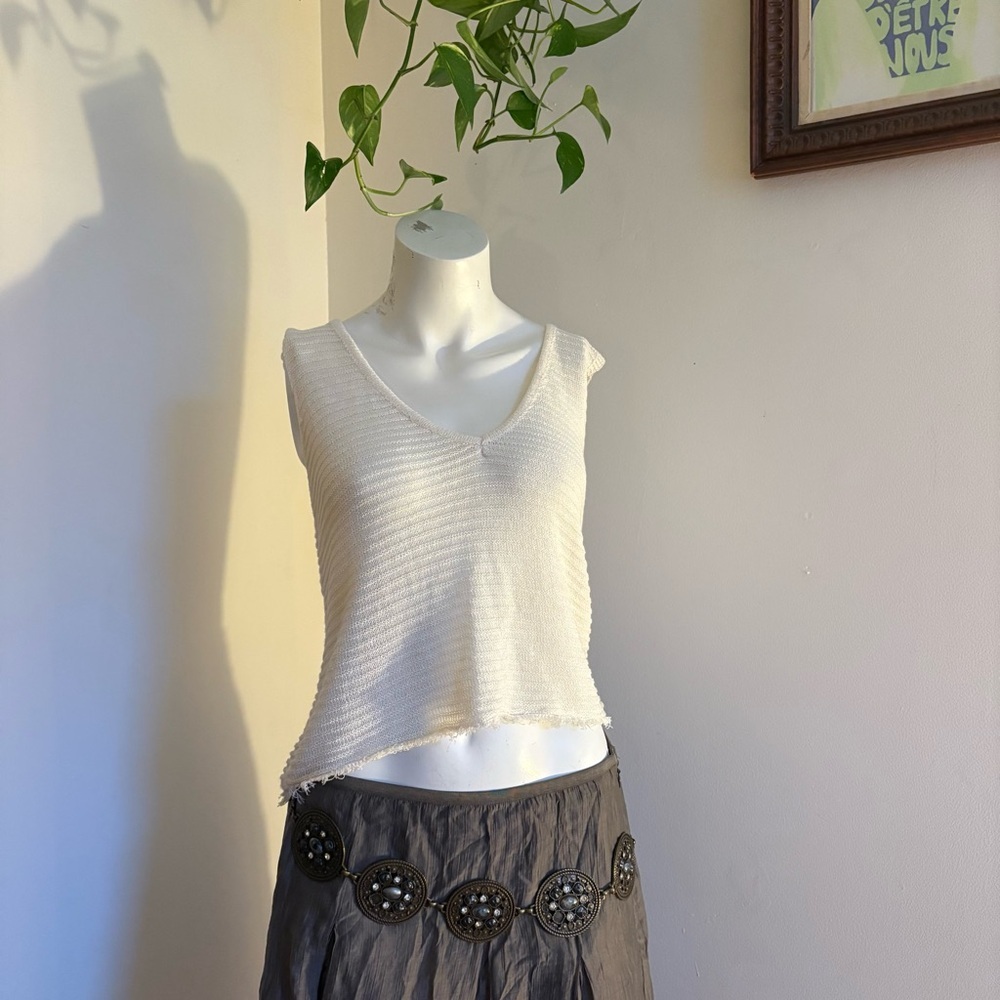 Vintage Y2K Semi-Sheer Crochet Tank Top (Size M)